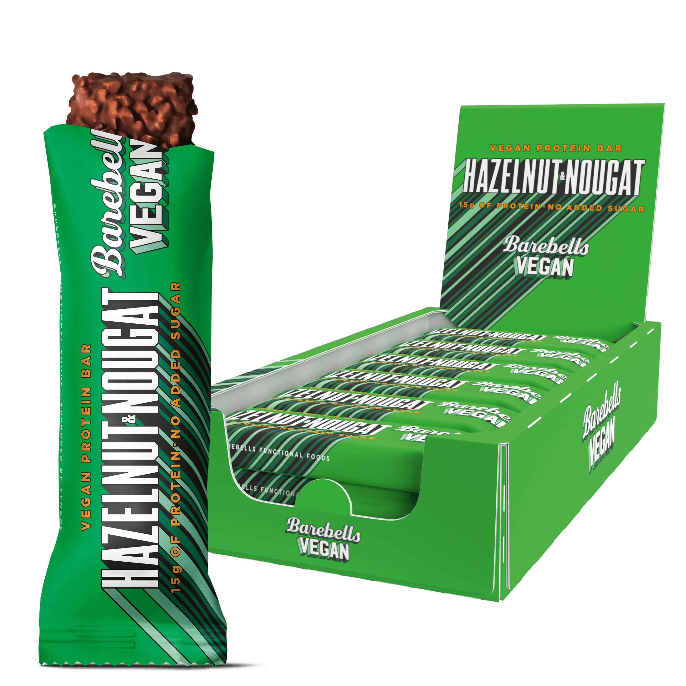 Barebells Hazelnut & Nougat vegan bar with 15g plant based protein